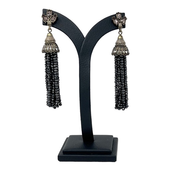 Bauble Bar Sparkle Tassel Post Earrings Black & Grey - Picture 1 of 4
